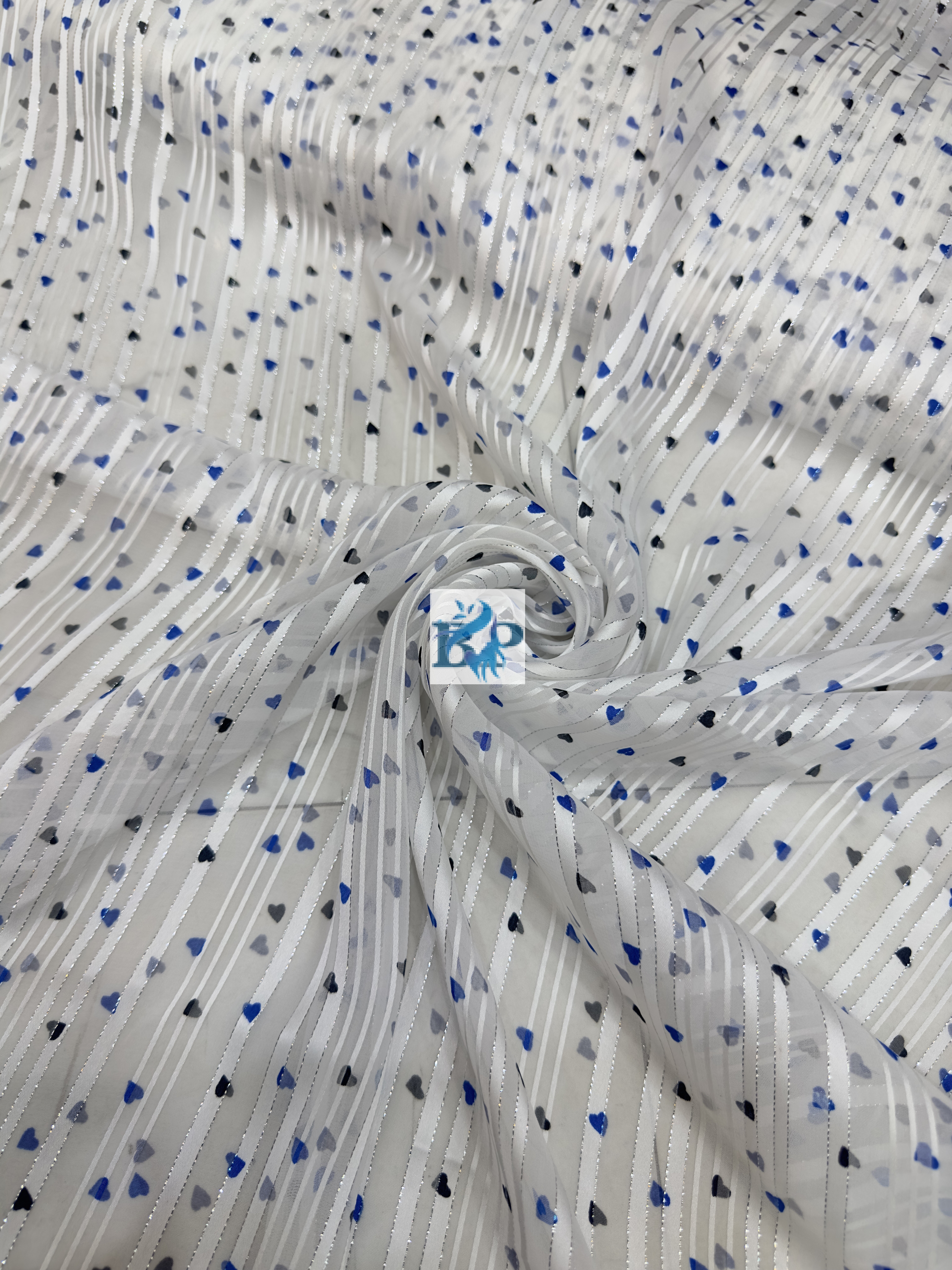 Lenin Strip Love heart digital print chiffon georgette