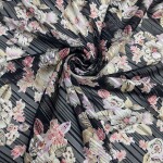 Strip lenin multicolor floral design printed chiffon georgette fabric