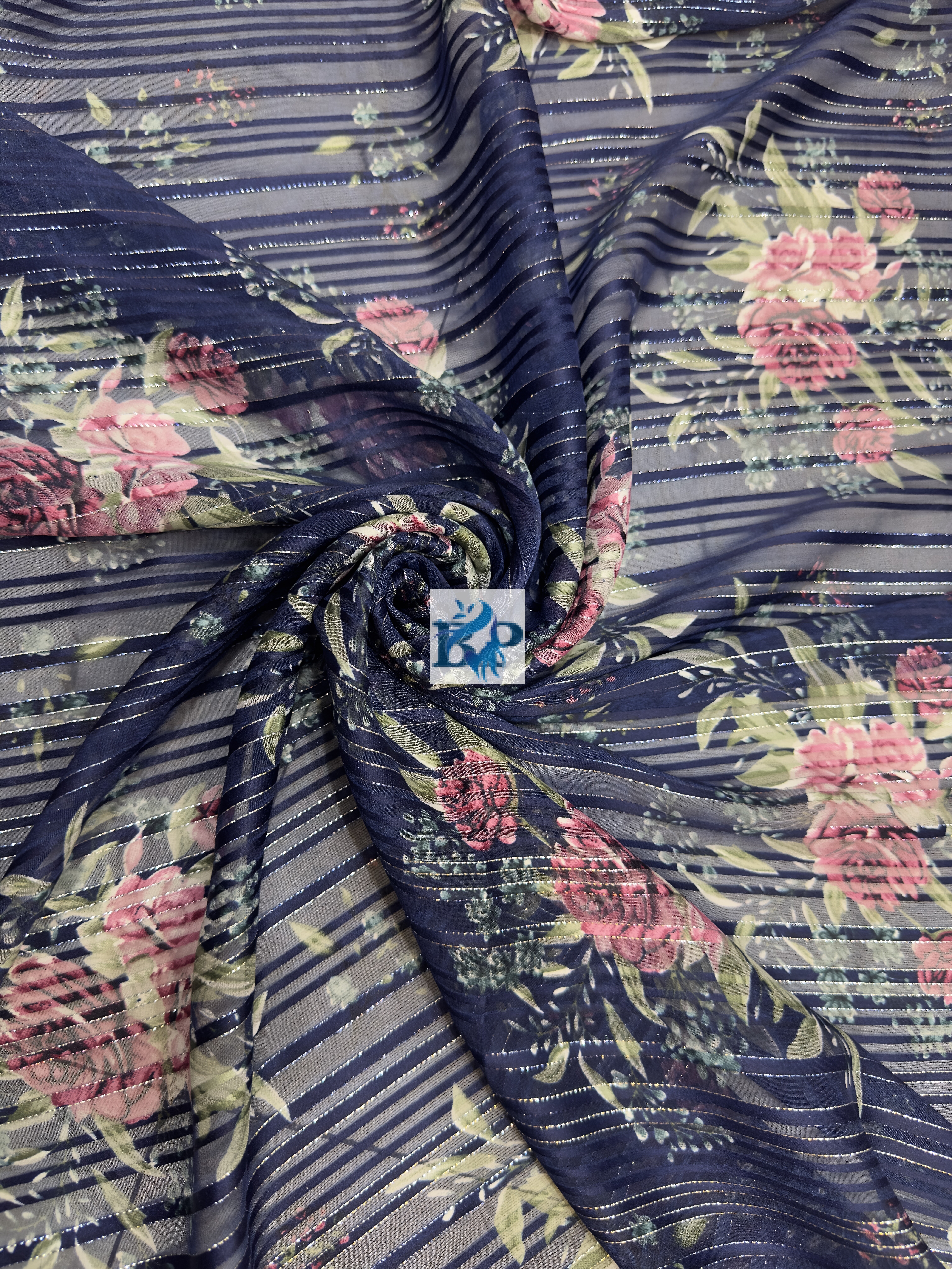 Flower printed chiffon georgette fabric