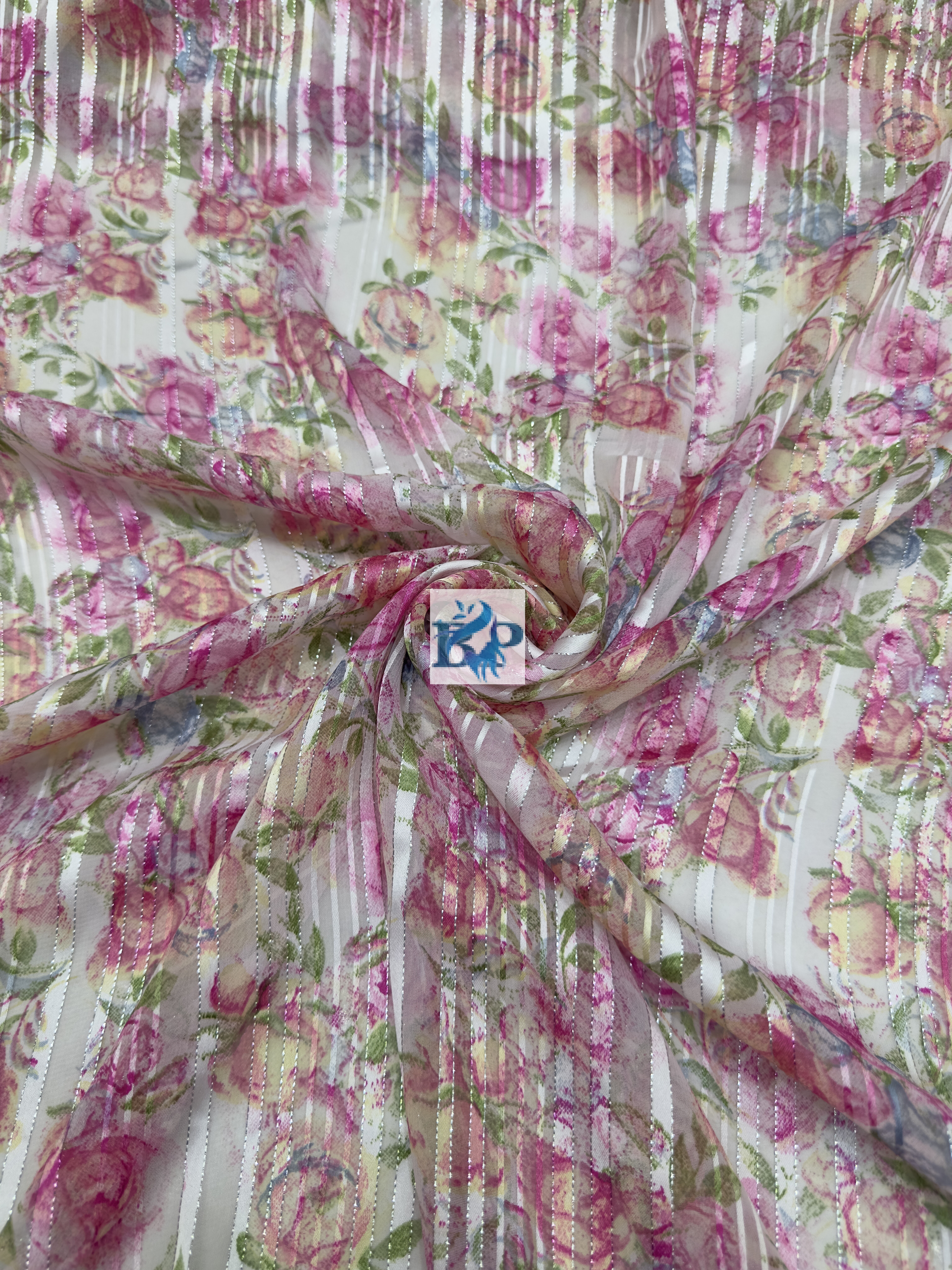 Flower printed chiffon georgette fabric