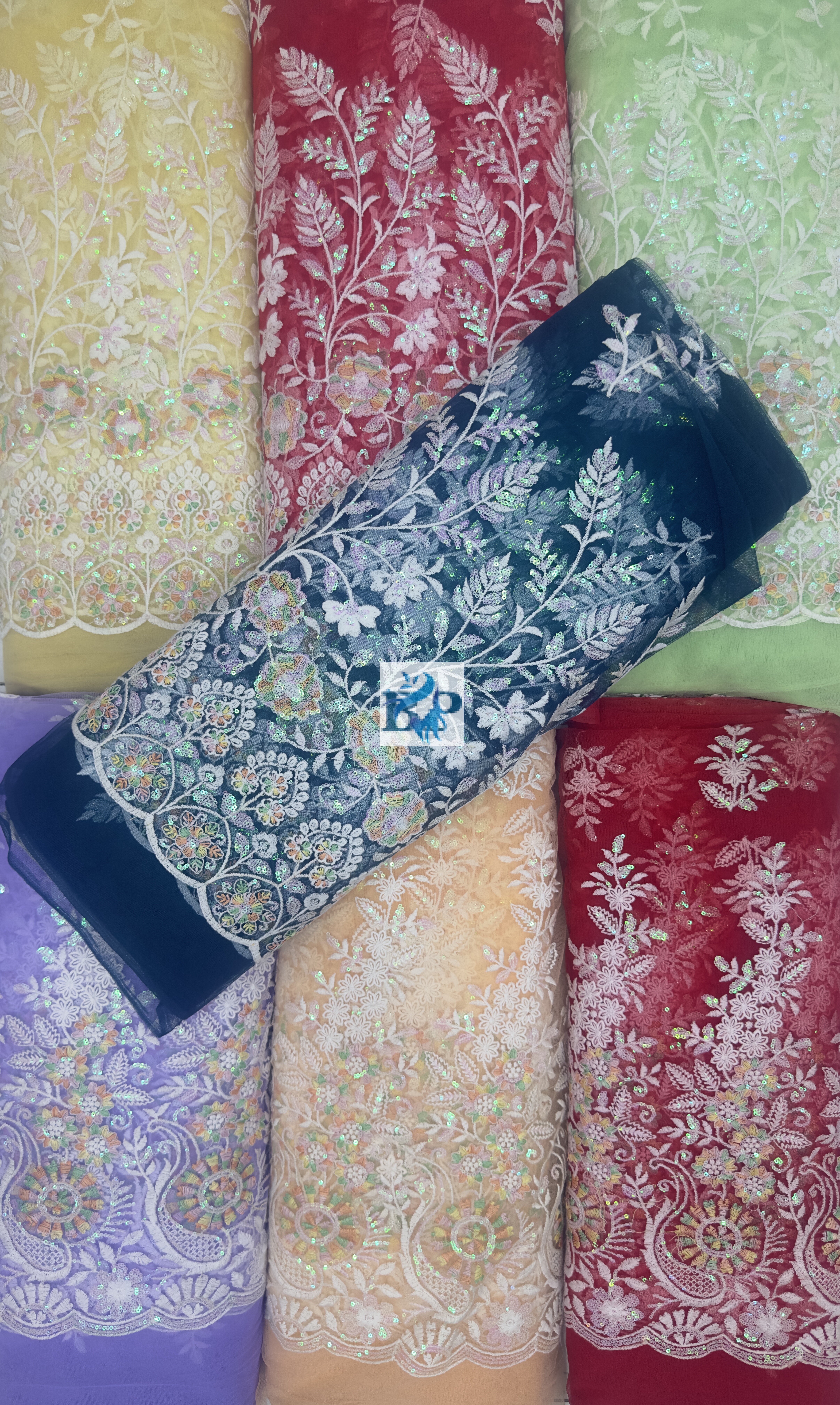 New multicolor threadwork design net fabric