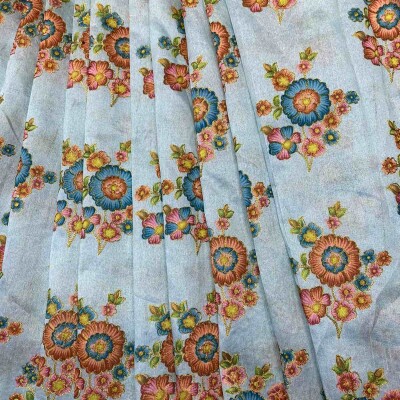 RAWSILK PRINTED EMBRIODERY