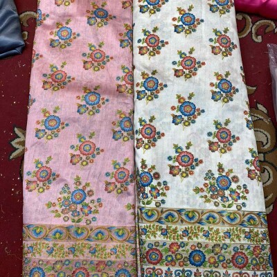 RAWSILK PRINTED EMBRIODERY
