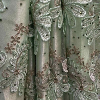 CHINESE EMBROIDERY FABRIC ( GREEN )