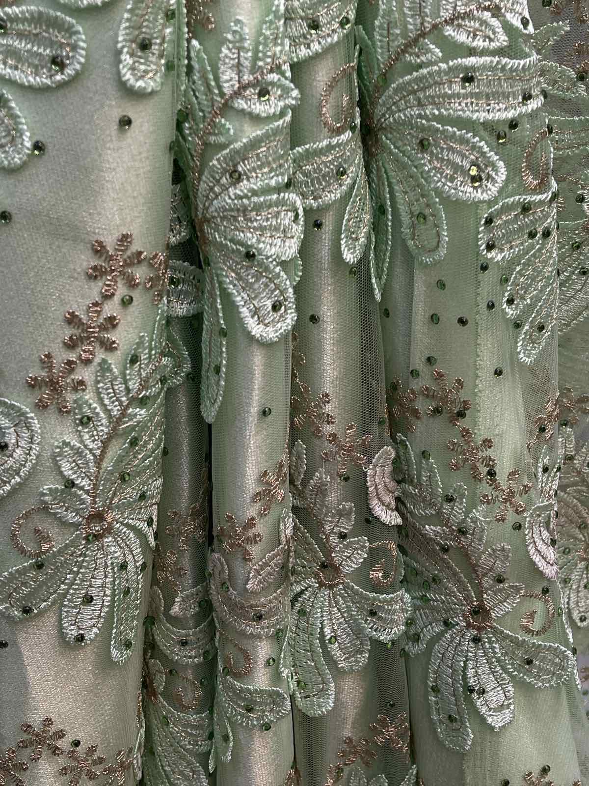 CHINESE EMBROIDERY FABRIC ( GREEN )