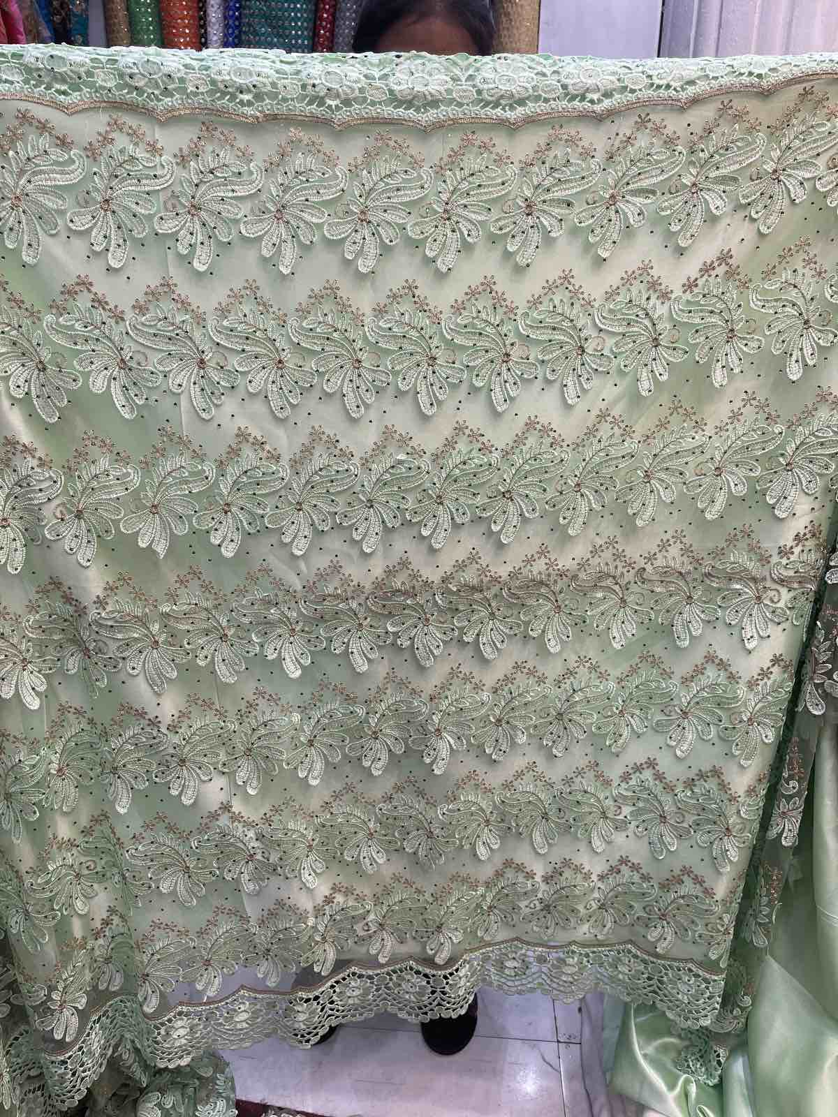 CHINESE EMBROIDERY FABRIC ( GREEN )