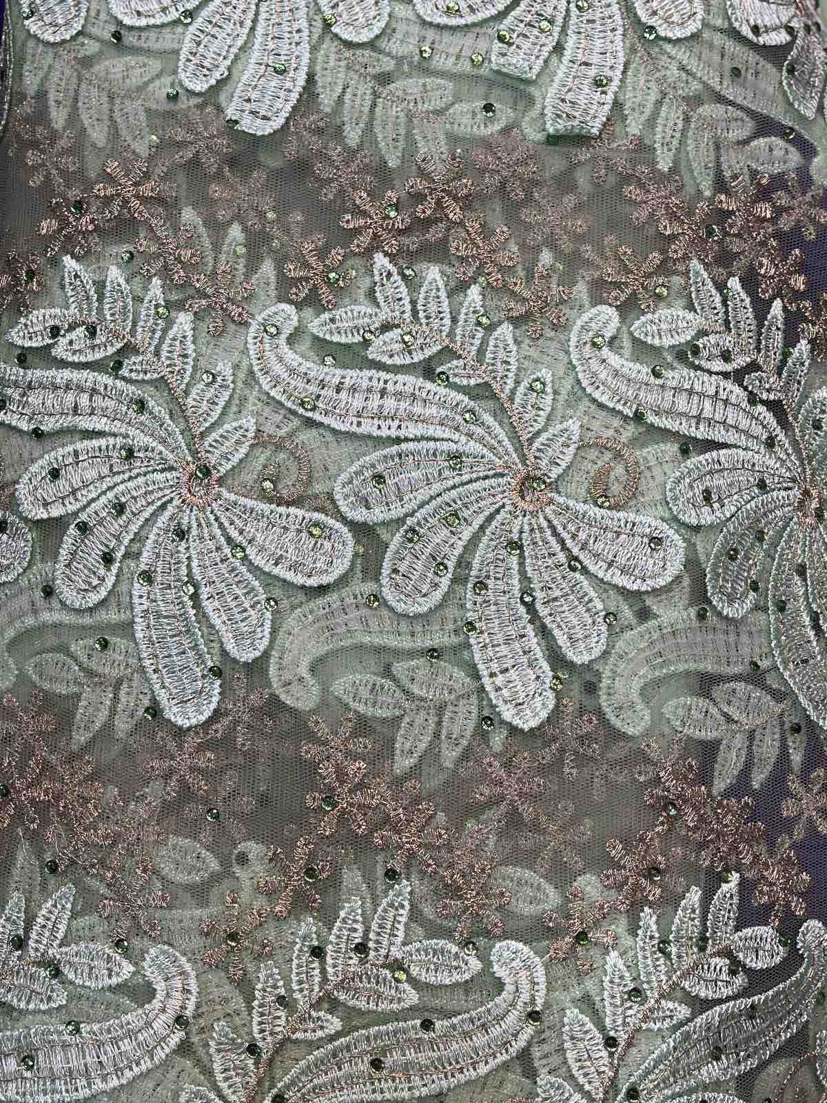 CHINESE EMBROIDERY FABRIC ( GREEN )
