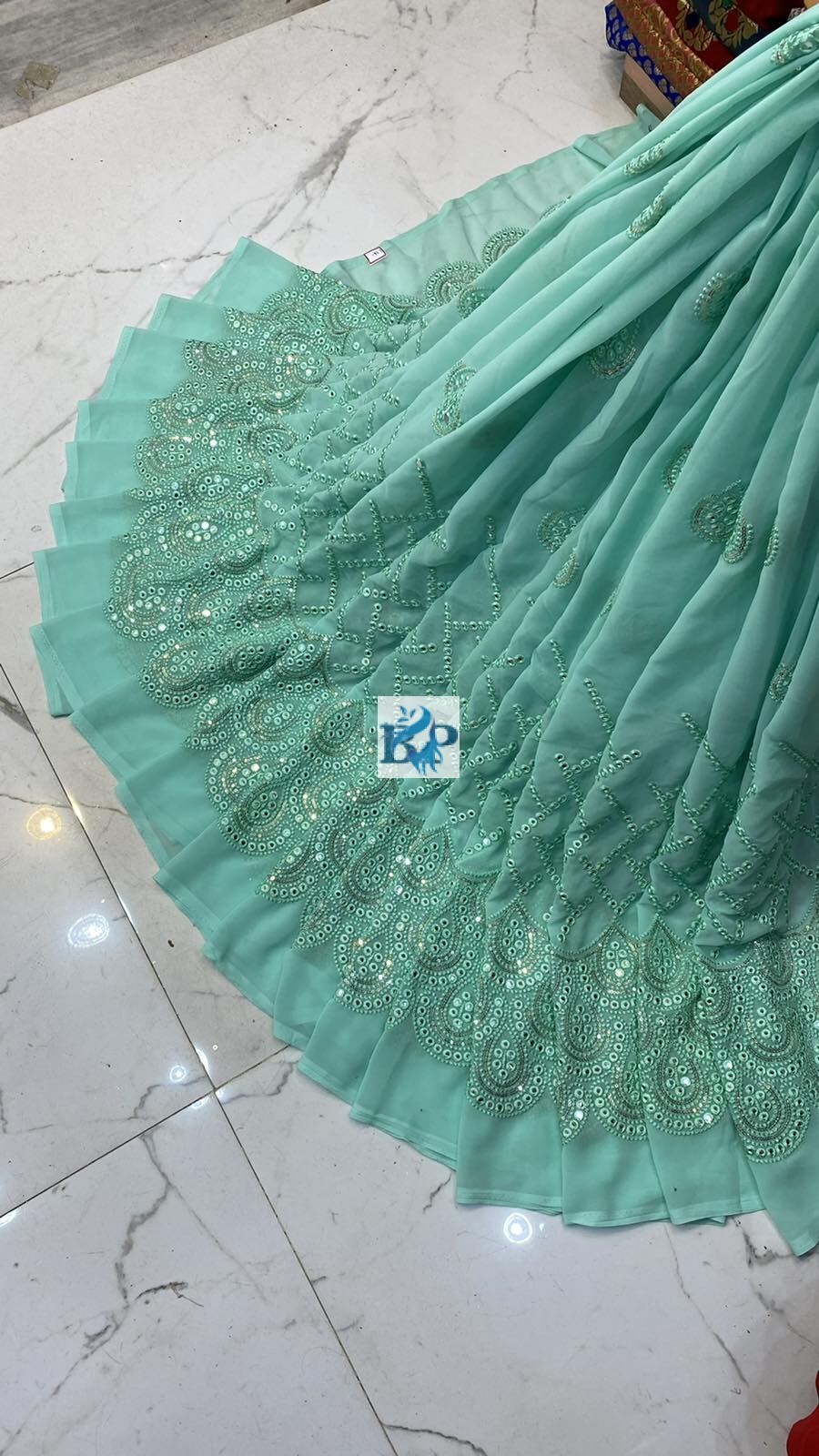 Georgette Hvy Damman Mirror Work