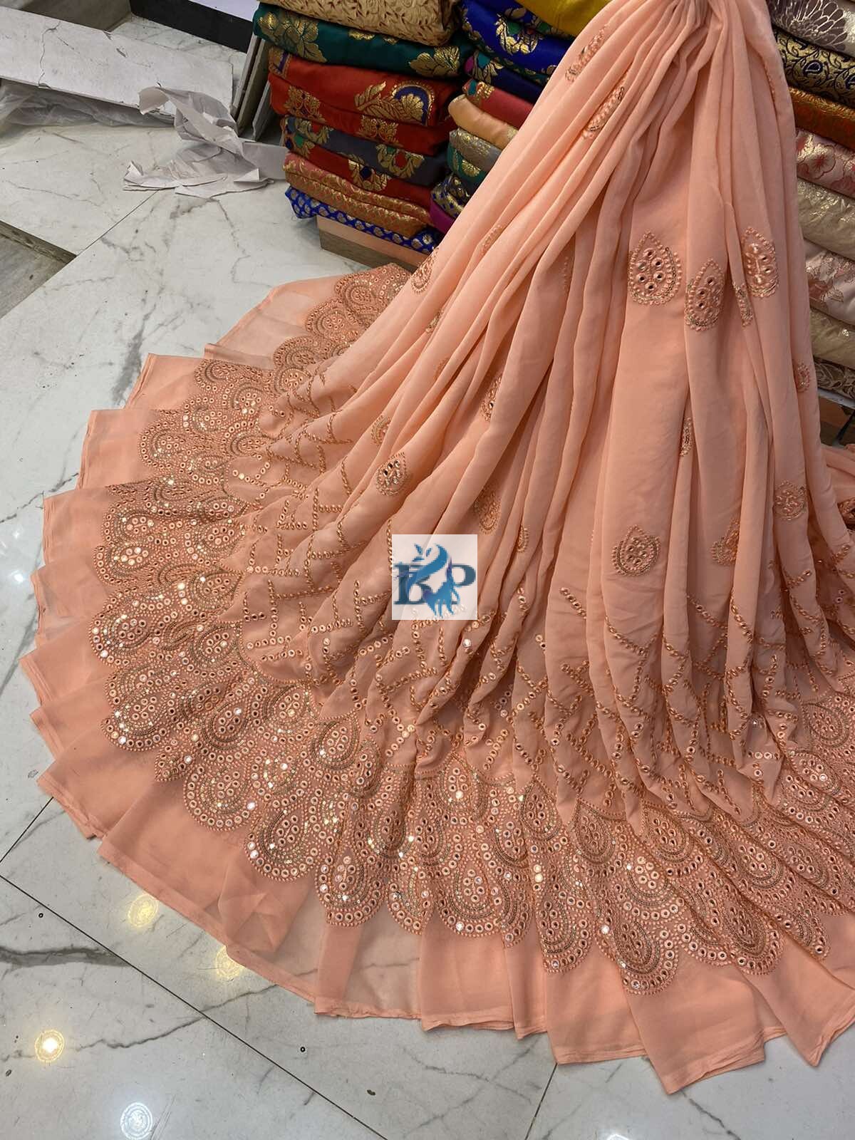 Georgette Hvy Damman Mirror Work