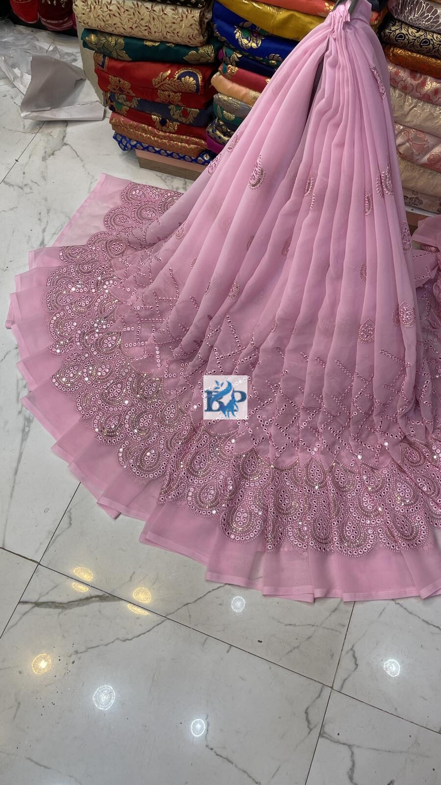 Georgette Hvy Damman Mirror Work