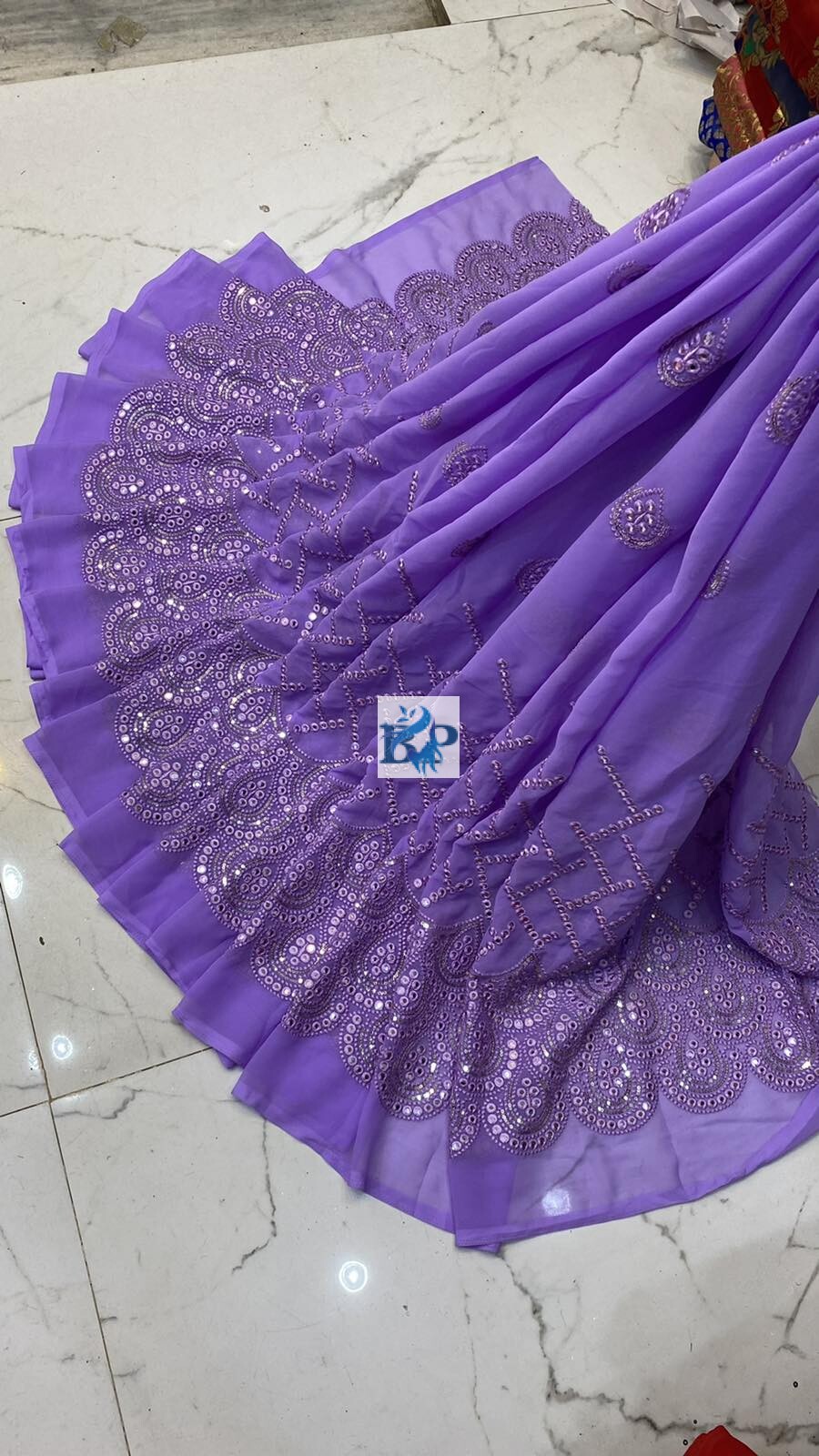 Georgette Hvy Damman Mirror Work