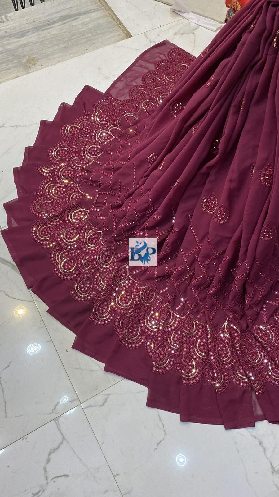 Georgette Hvy Damman Mirror Work