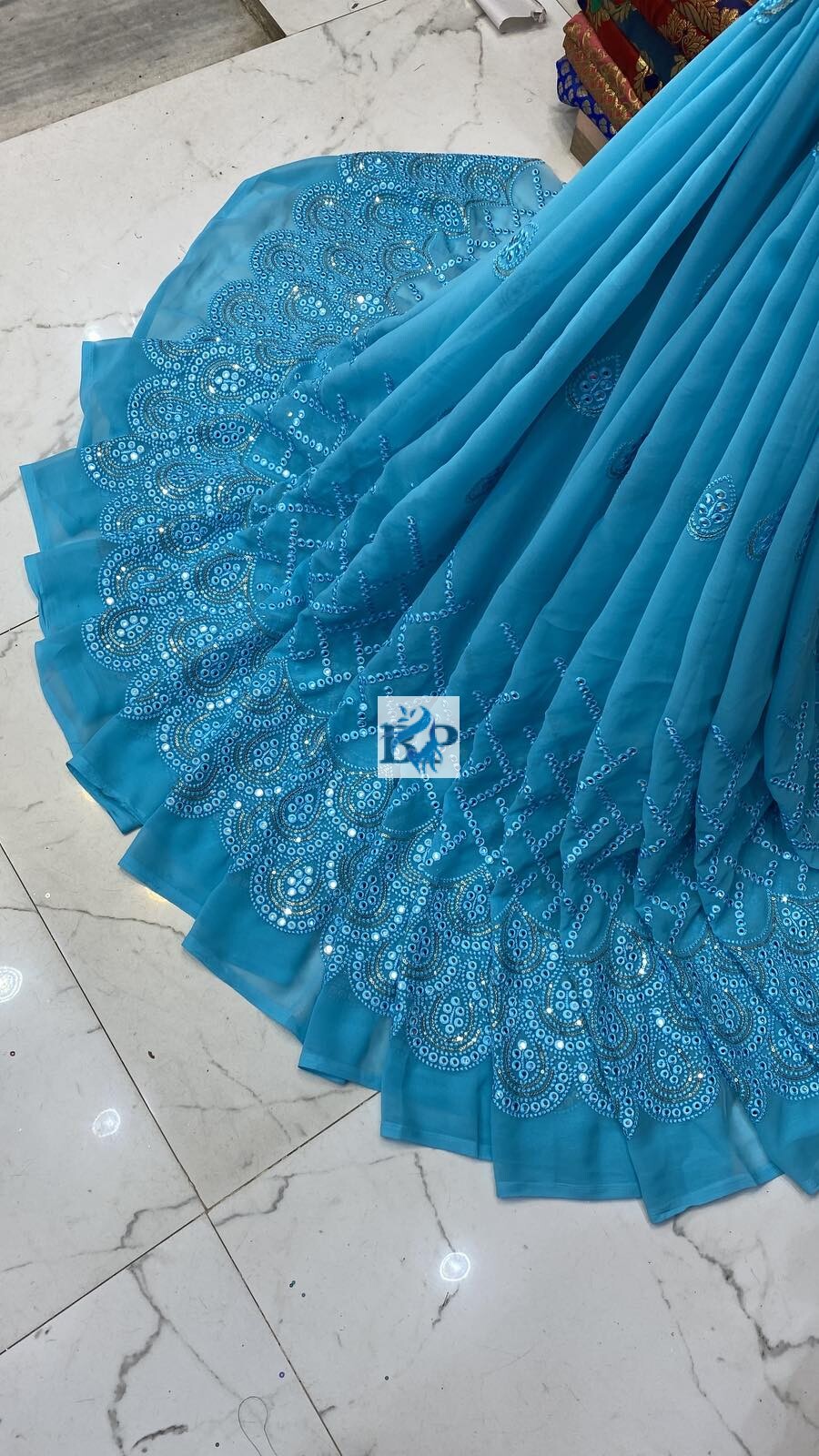 Georgette Hvy Damman Mirror Work