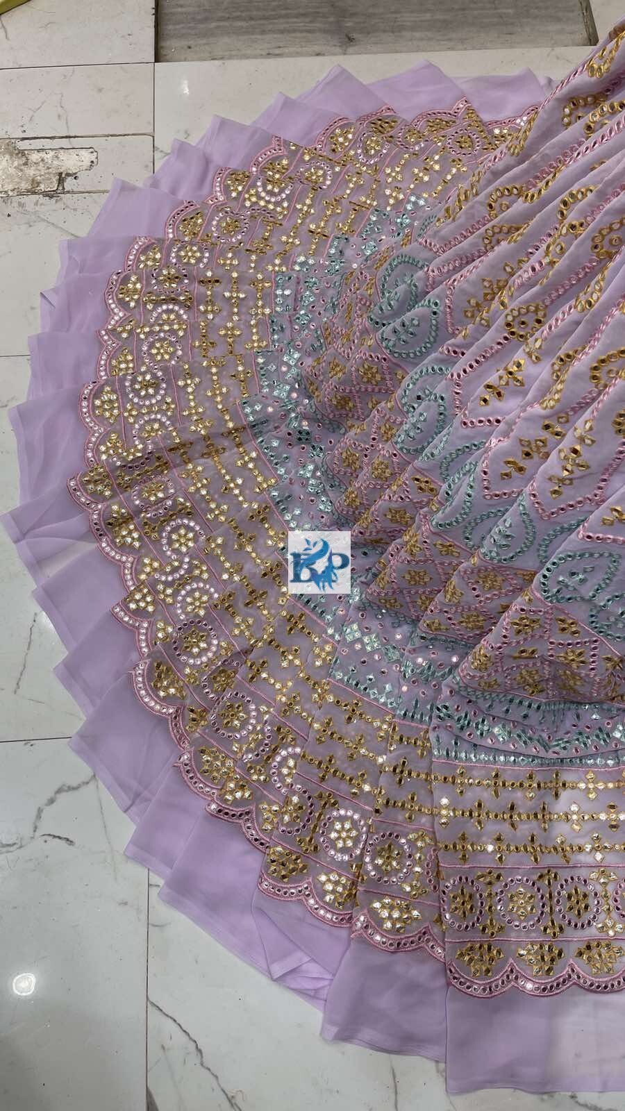 Georgette Heavy Embroidery Gottapatti  Big Width