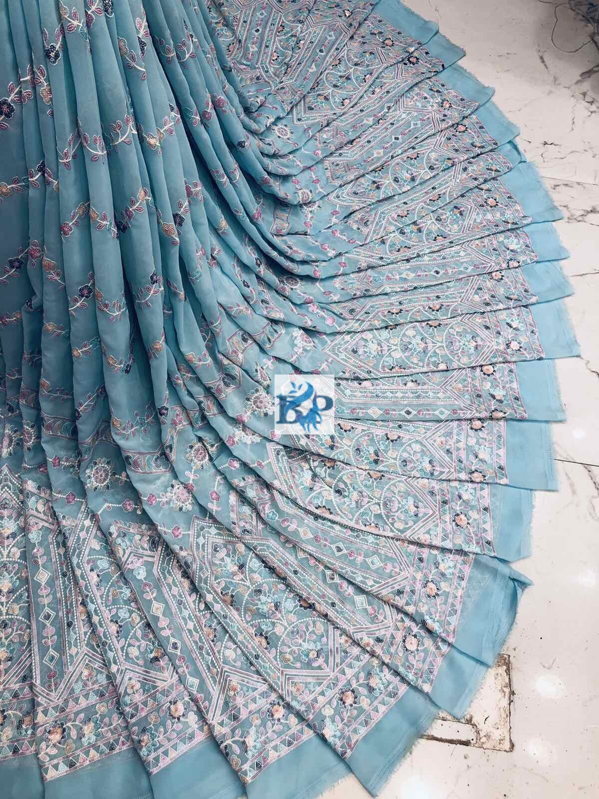 4 Sequence Georgette Lehenga Fabric