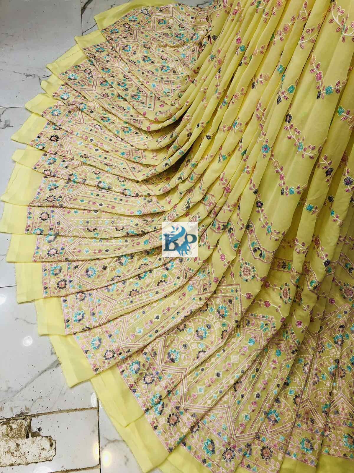 4 Sequence Georgette Lehenga Fabric