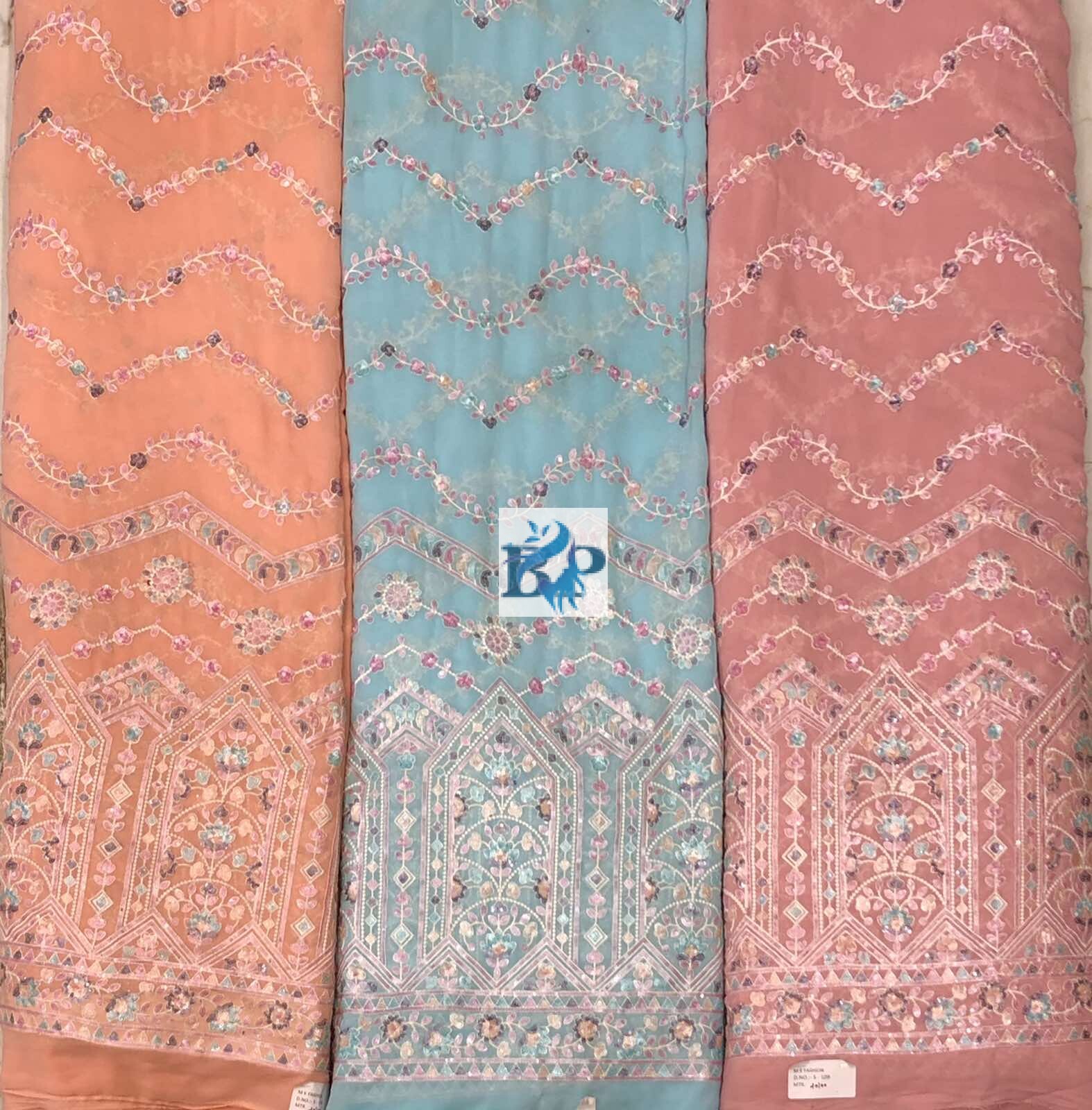 4 Sequence Georgette Lehenga Fabric