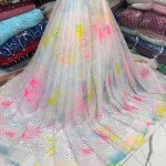 TYE DYED ORGANZA MIRROR WORK FABRIC
