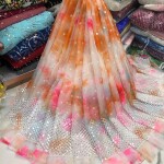TYE DYED ORGANZA MIRROR WORK FABRIC