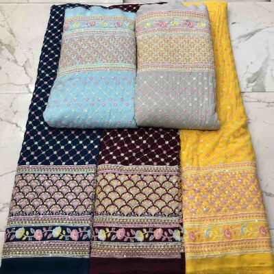 Heavy 6 Sequence Daman Fabric