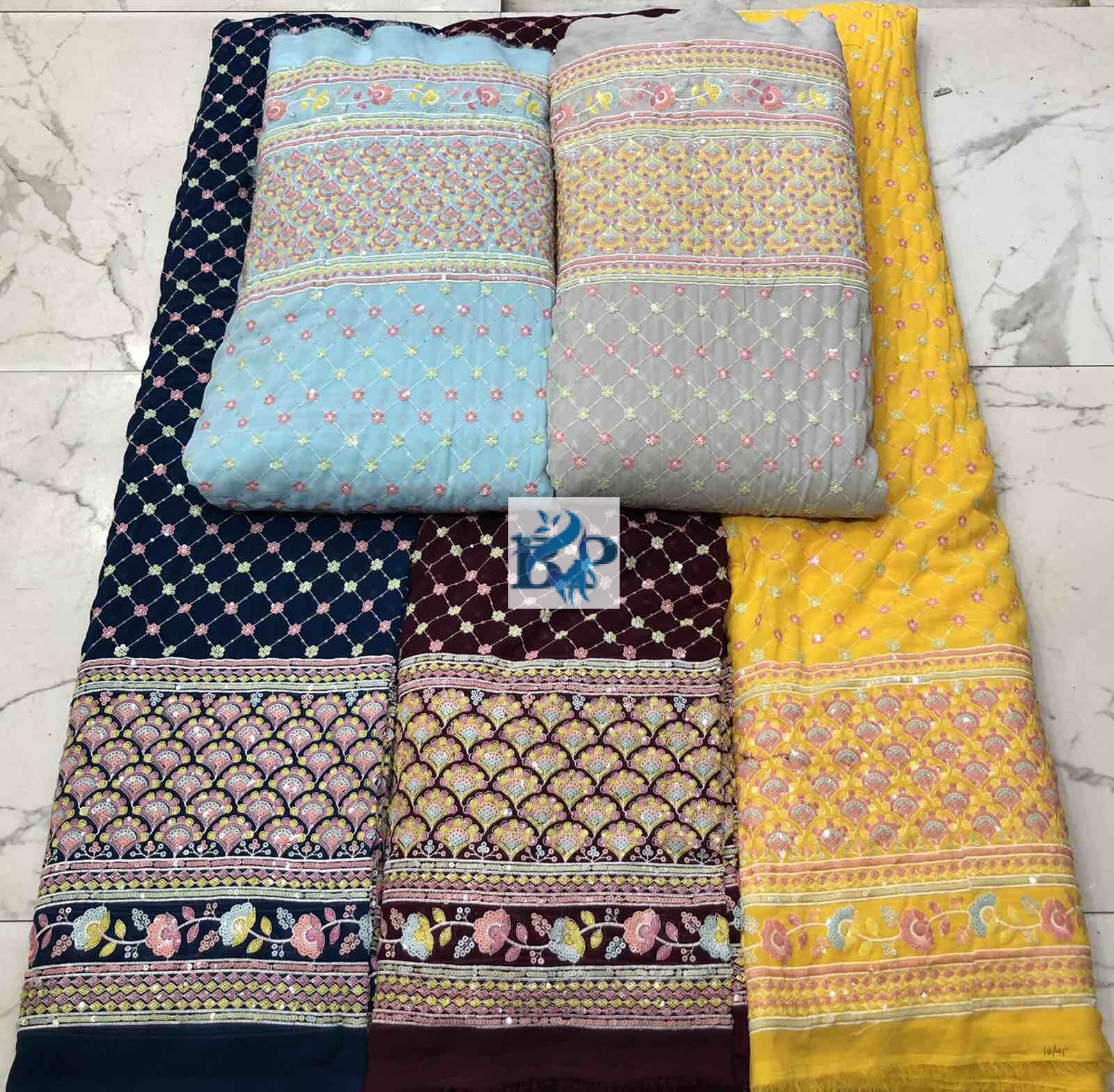 Heavy 6 Sequence Daman Fabric