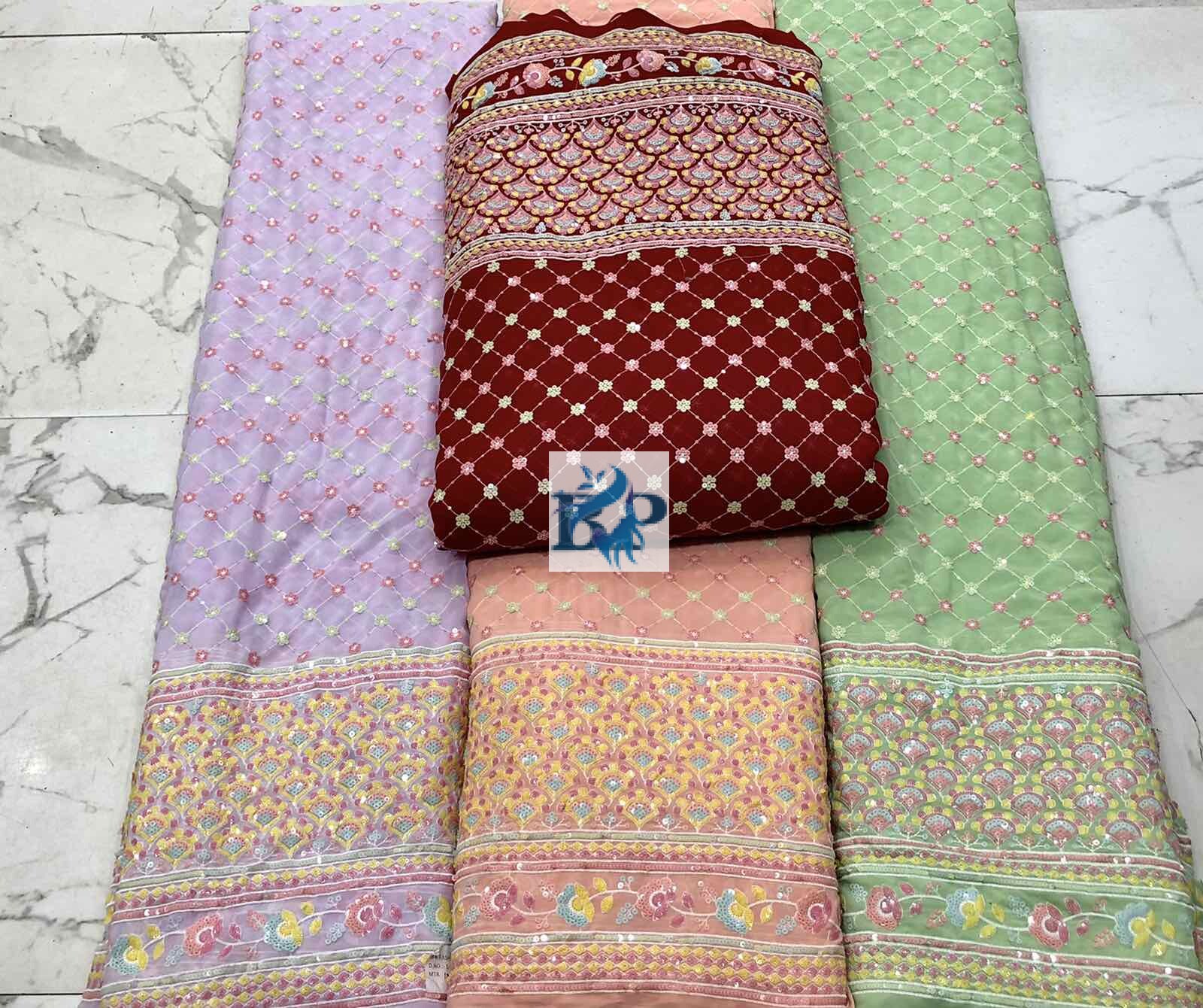 Heavy 6 Sequence Daman Fabric