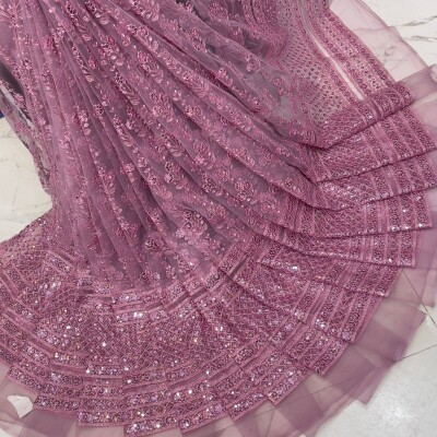 New jari lehenga pattern net fabric