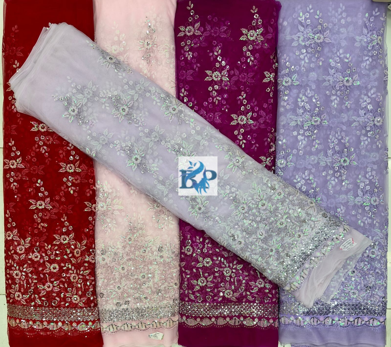 Flower design net fabric