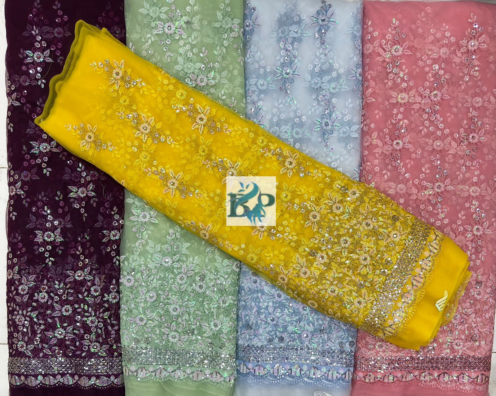 Flower design net fabric