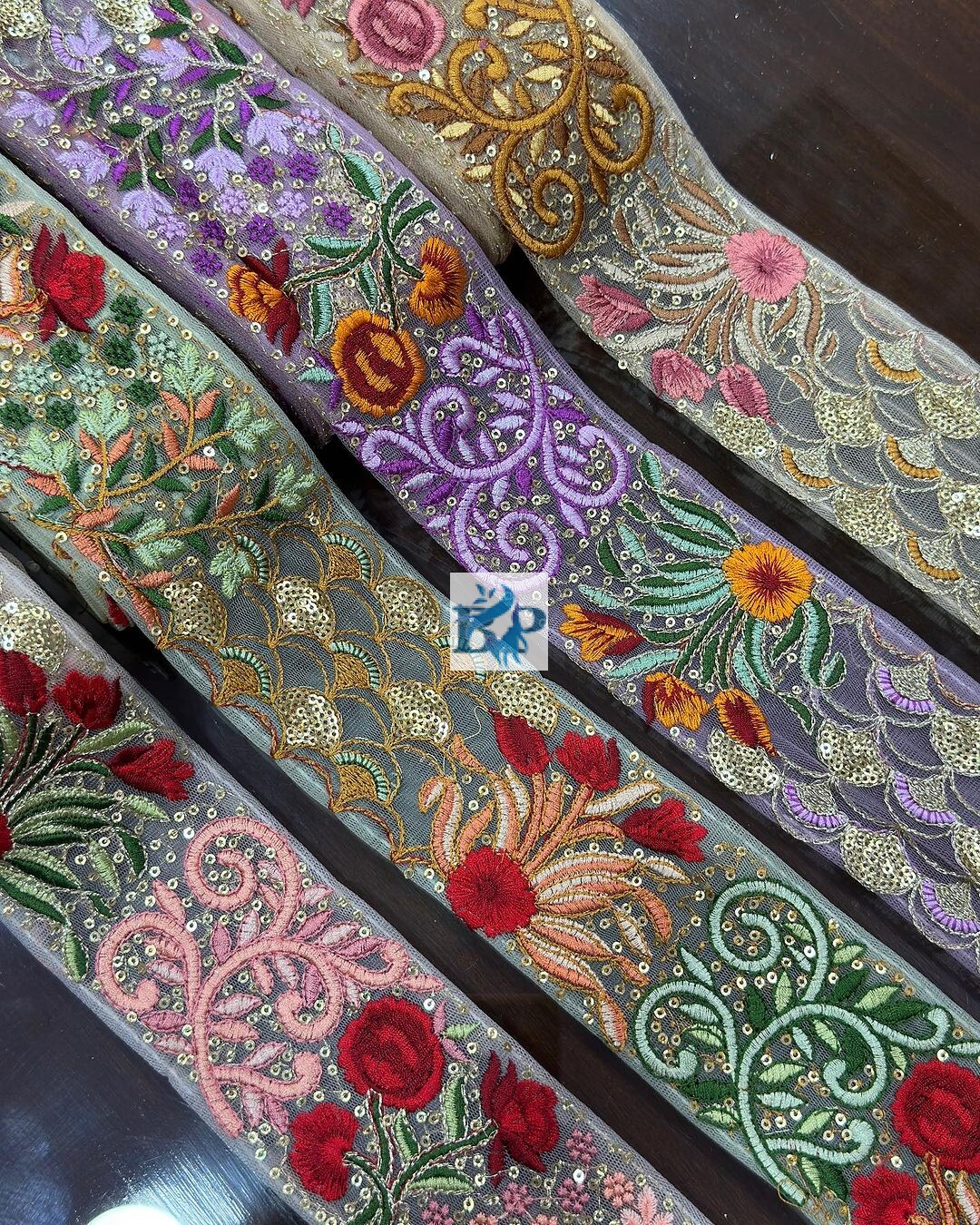 Fulkari embroidery multicolor lace
