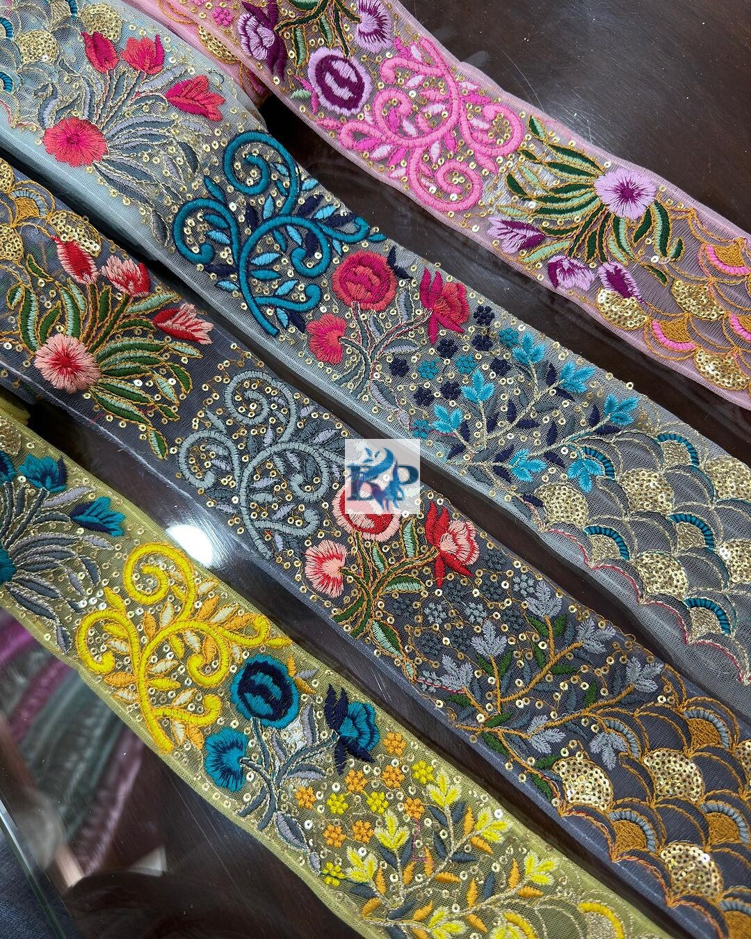 Fulkari embroidery multicolor lace