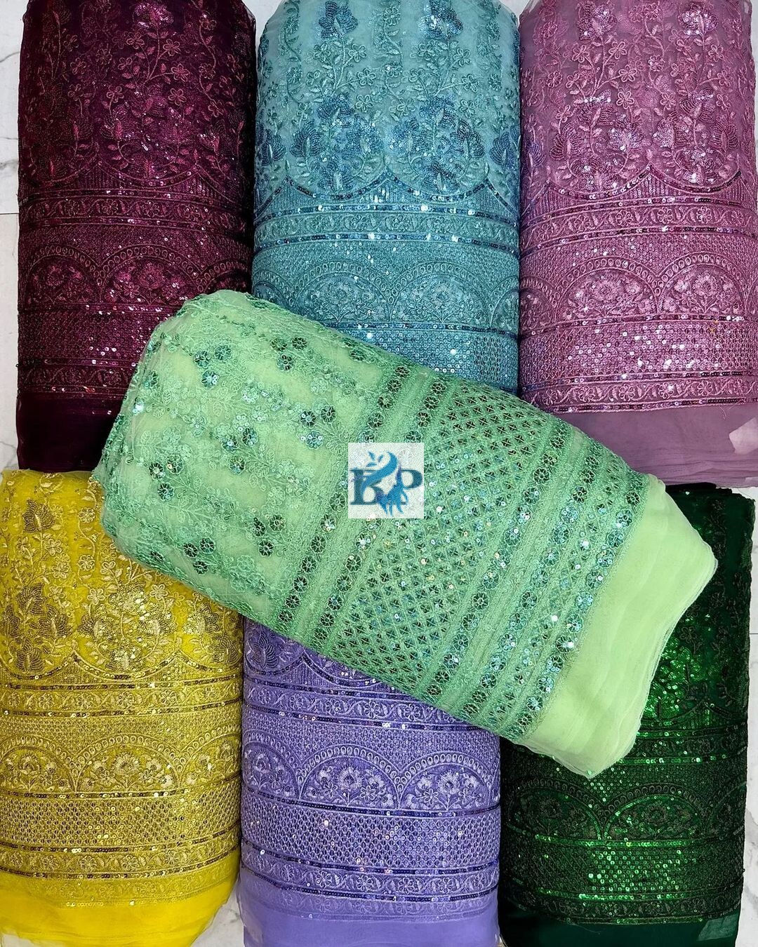 Jari lehenga pattern net fabric