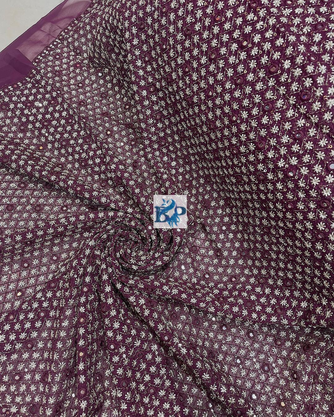 Zardosi embroidery georgette fabric