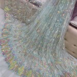 New multicolour mirror work net fabric